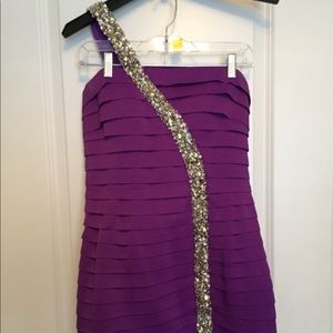 Sherri Hill Purple Sequined Prom Dress